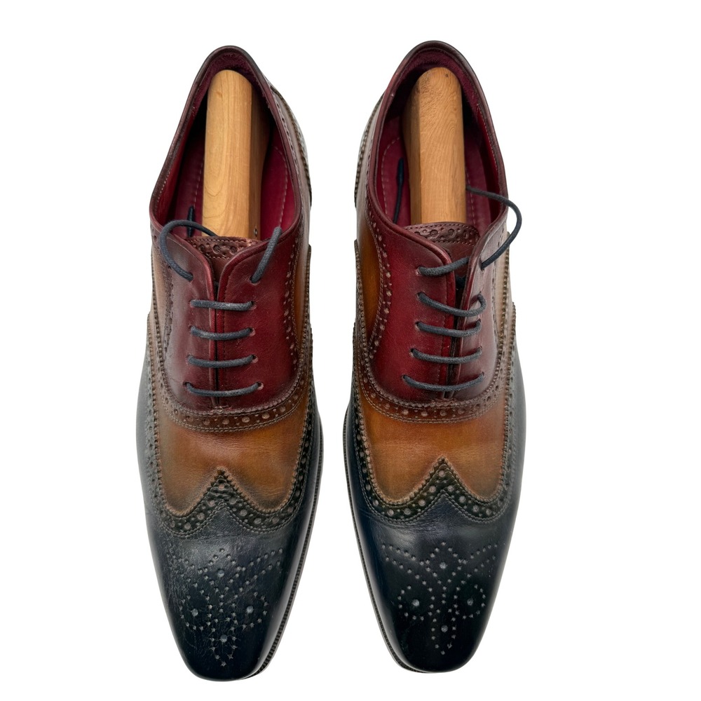 Paul Parkman Wingtip Oxfords Mens 46 Multi Color Excellent Leather Brogue Shoes - Picture 3 of 11